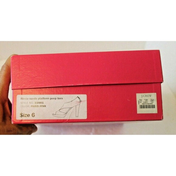 J Crew Heels Alecia Suede Platform Peep Toe Paris Pink Italian Shoes w/Box Sz 6 - Picture 10 of 11